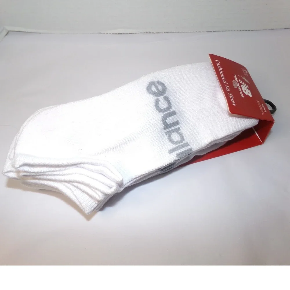 New Balance Men's Cushioned No Show Socks White 6 Pair Pack Size L